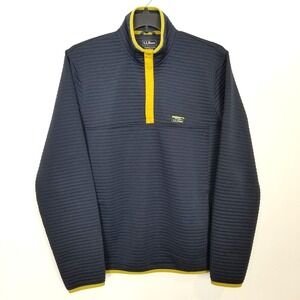 L.L. Bean Navy Quarter-Zip Pullover with Yellow Trim